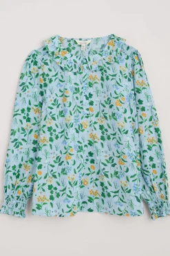 Tops<Seasalt Cornwall Last Leaf Printed Organic Cotton Top (Gots) Fresh Blooms Blue Fog
