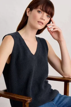 Knitwear<Seasalt Cornwall Lookout Point V-Neck Knitted Vest Maritime