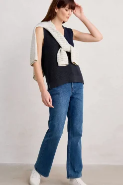 Knitwear<Seasalt Cornwall Lookout Point V-Neck Knitted Vest Maritime
