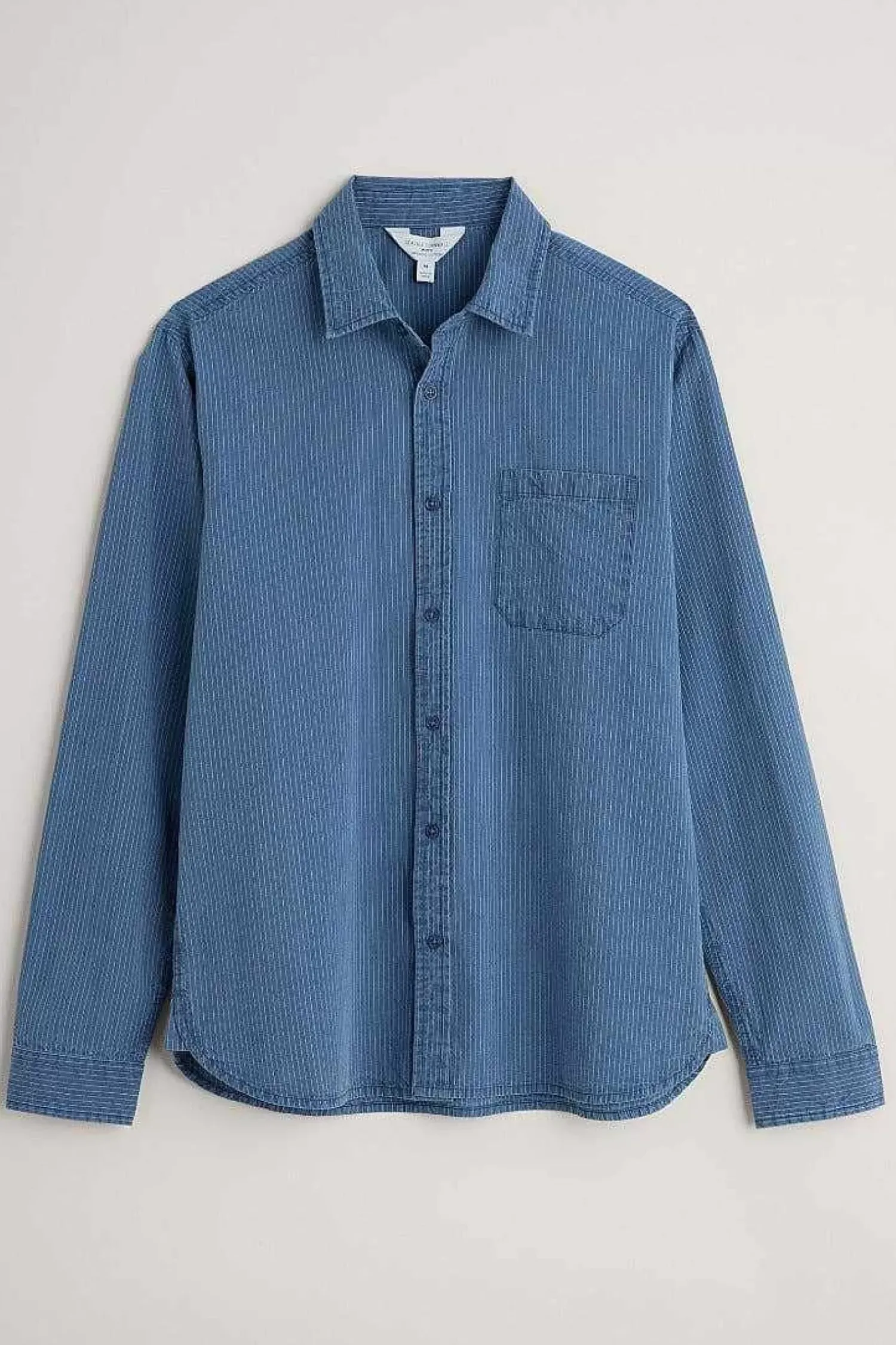Tops & T-Shirts<Seasalt Cornwall Men's Ayre Organic Cotton Shirt Mid Indigo Stripe