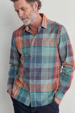 Tops & T-Shirts<Seasalt Cornwall Men's Banyan Checked Cotton Shirt Gladsome Mallow