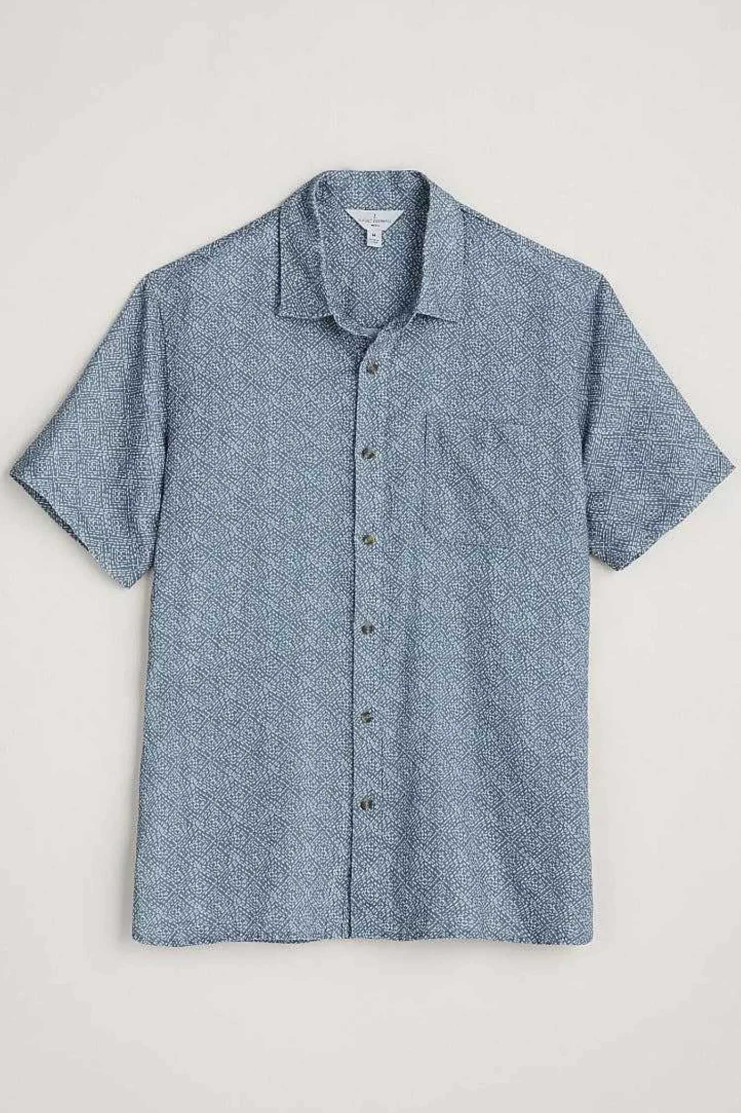 Tops & T-Shirts<Seasalt Cornwall Men's Blue Heron Printed Short Sleeve Shirt Sewn Geo Blue Sail