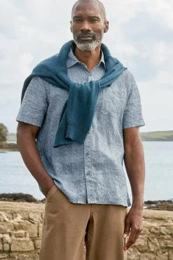 Tops & T-Shirts<Seasalt Cornwall Men's Blue Heron Printed Short Sleeve Shirt Sewn Geo Blue Sail