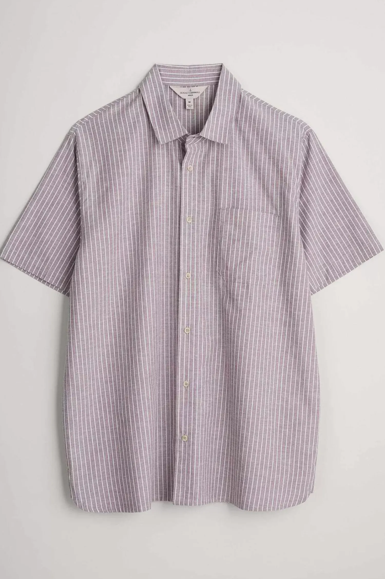 Tops & T-Shirts<Seasalt Cornwall Men's Blue Heron Striped Short Sleeve Shirt Barley Tack Mallow