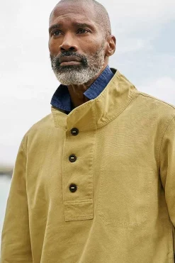 Tops & T-Shirts<Seasalt Cornwall Men's Clay Stone Organic Cotton Pullover Smock Oregano