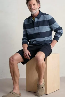 Tops & T-Shirts<Seasalt Cornwall Men's Herdsman Organic Cotton Rugby Top Page Blue Sail