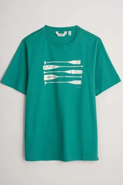 2 Mix & Match<Seasalt Cornwall Men's Midwatch Organic Cotton T-Shirt Stacked Oars Hepworth Green