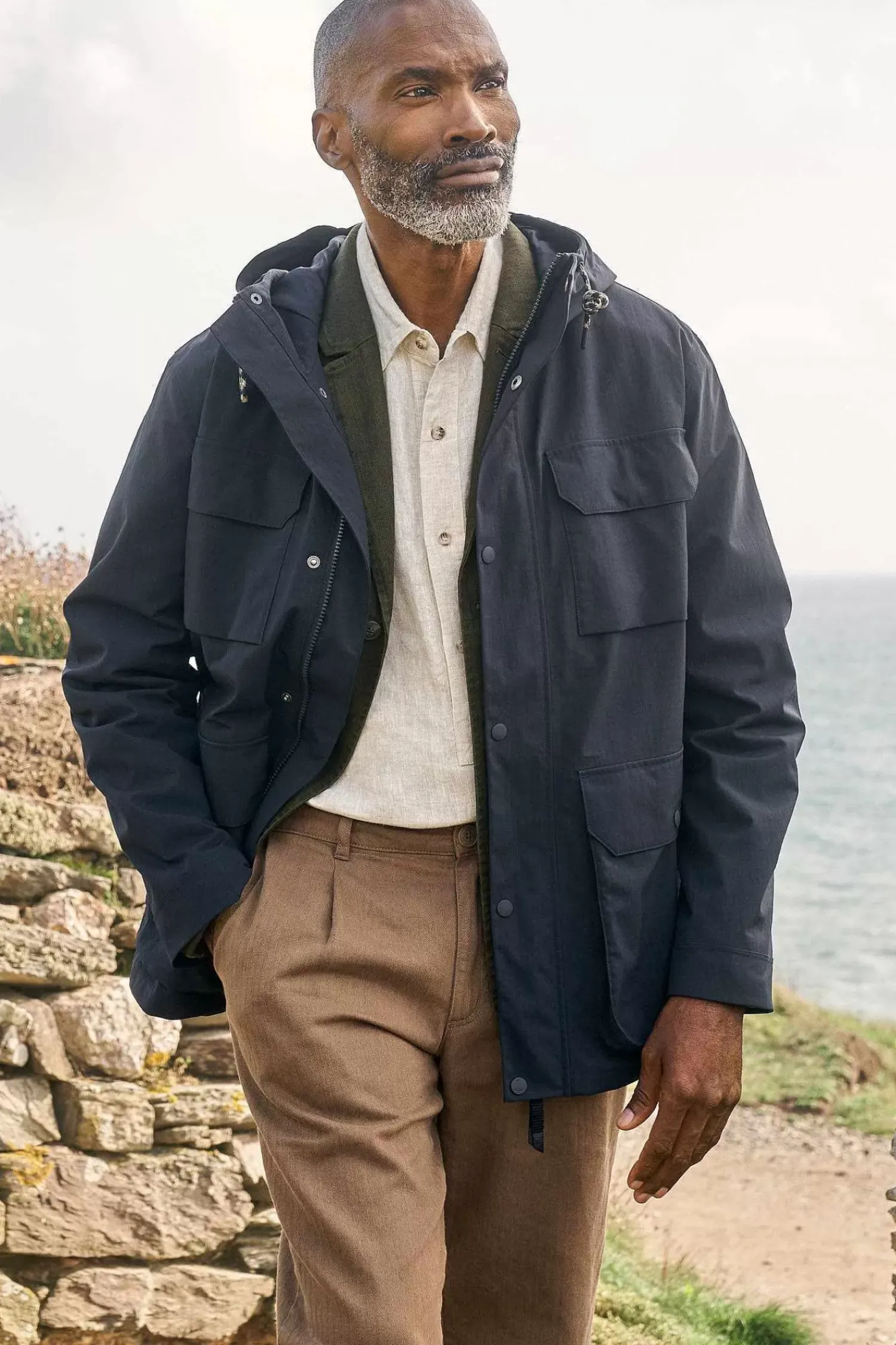 Coats & Jackets<Seasalt Cornwall Men's Porthcurno Waterproof Jacket Inkwell