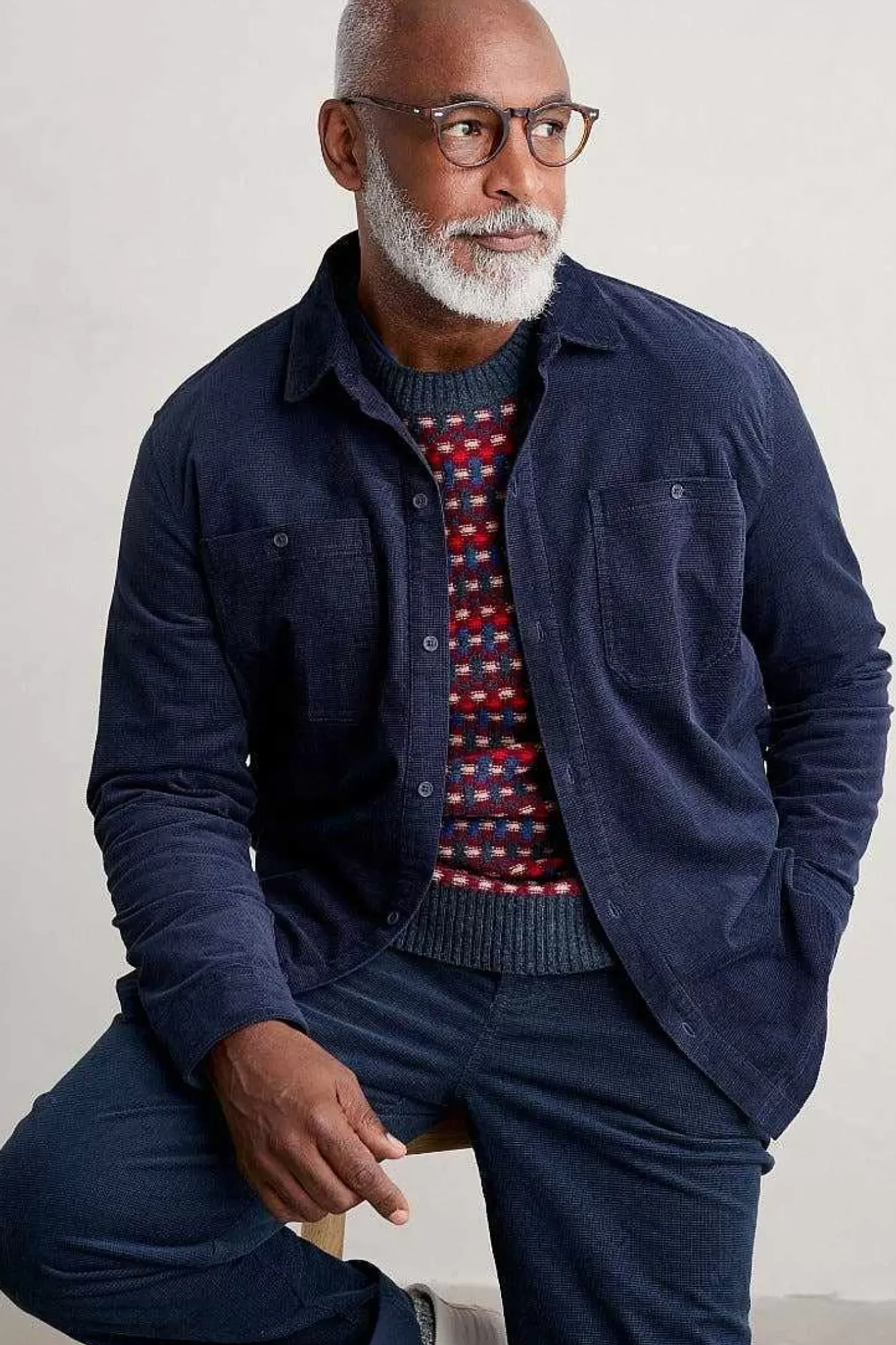 Shirts<Seasalt Cornwall Men's Ropemaker Waffle Cord Overshirt Maritime