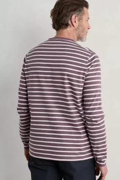 2 Mix & Match<Seasalt Cornwall Men's Sailor Shirt With Crew Neck (Gots) Breton Mallow Chalk