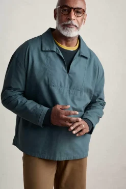 Tops & T-Shirts<Seasalt Cornwall Men's Sidestone Cotton Canvas Smock Dusky Jade