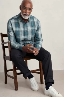 Shirts<Seasalt Cornwall Men's Stonework Organic Cotton Shirt Limestone Verte