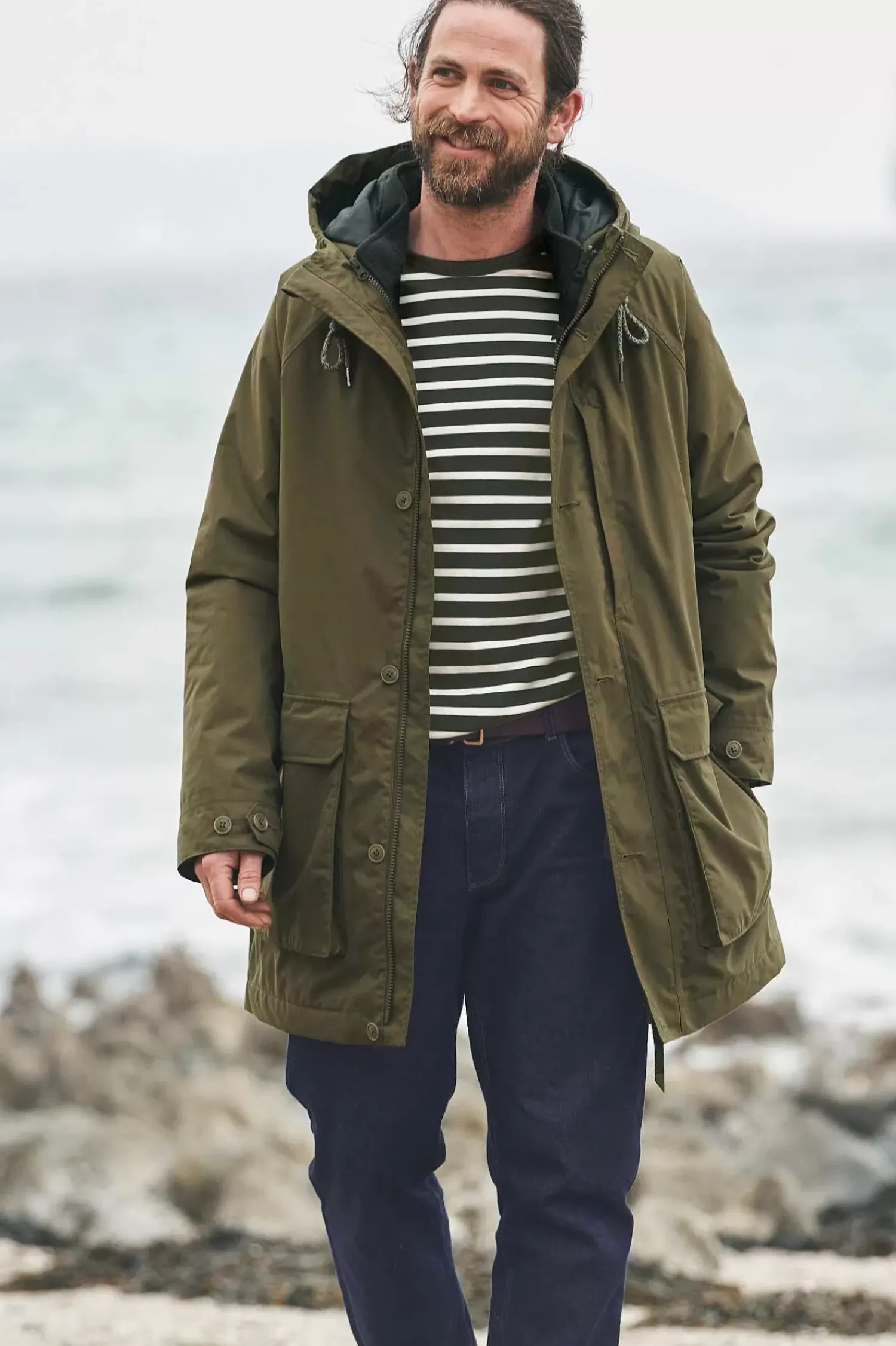 Coats & Jackets<Seasalt Cornwall Men's Tin Coast Waterproof 3 In 1 Coat Rich Olive