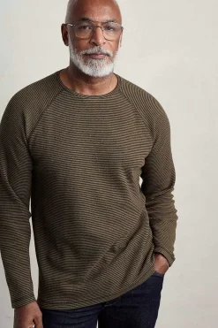 Tops & T-Shirts<Seasalt Cornwall Men's Venton Striped Long Sleeve Top Mallow Seagrass Inkwell