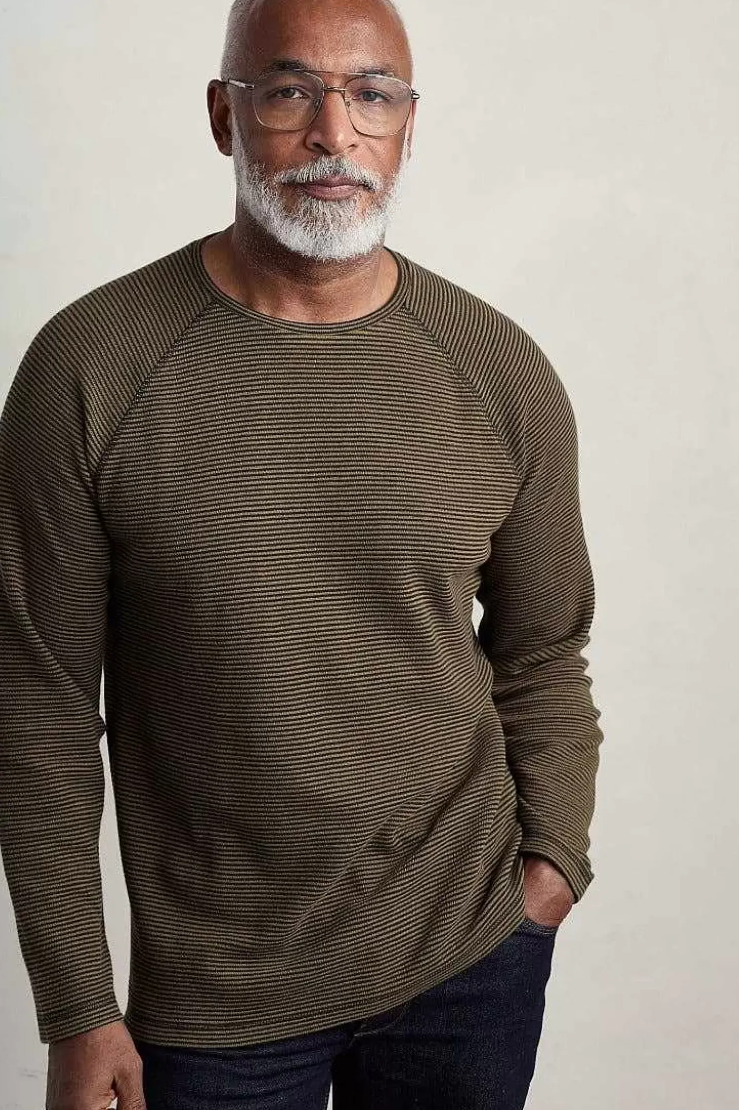 Tops & T-Shirts<Seasalt Cornwall Men's Venton Striped Long Sleeve Top Mallow Seagrass Inkwell