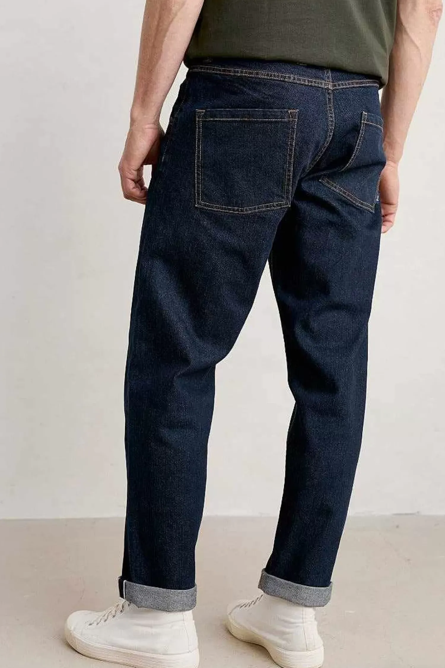 Trousers & Shorts<Seasalt Cornwall Men's Watchman Selvedge Tapered Jeans Dark Indigo Wash