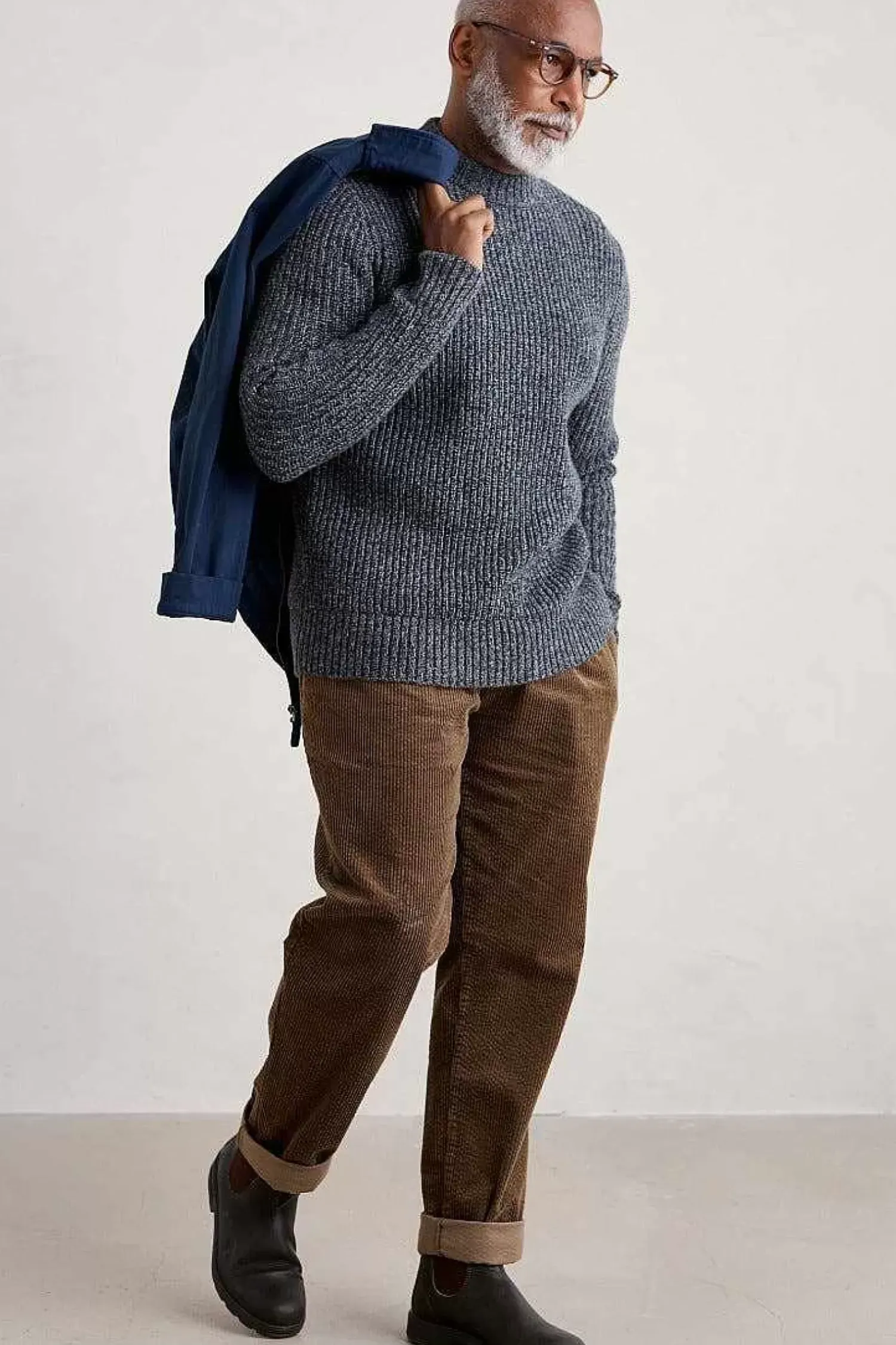 Knitwear<Seasalt Cornwall Men's Wheelwright Ribbed Lambswool Blend Jumper Maritime Mouline