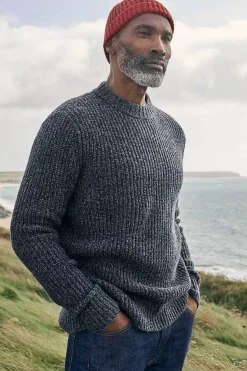 Knitwear<Seasalt Cornwall Men's Wheelwright Ribbed Lambswool Blend Jumper Maritime Mouline