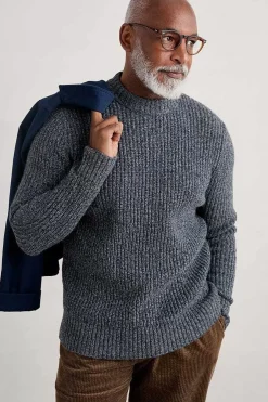Knitwear<Seasalt Cornwall Men's Wheelwright Ribbed Lambswool Blend Jumper Maritime Mouline