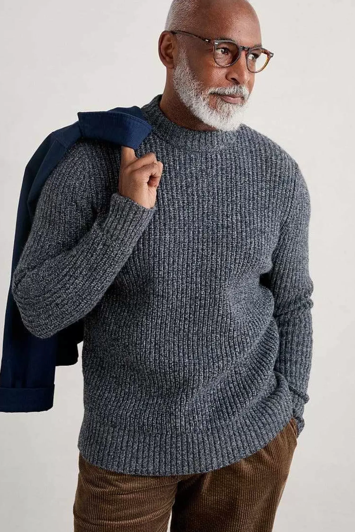 Knitwear<Seasalt Cornwall Men's Wheelwright Ribbed Lambswool Blend Jumper Maritime Mouline