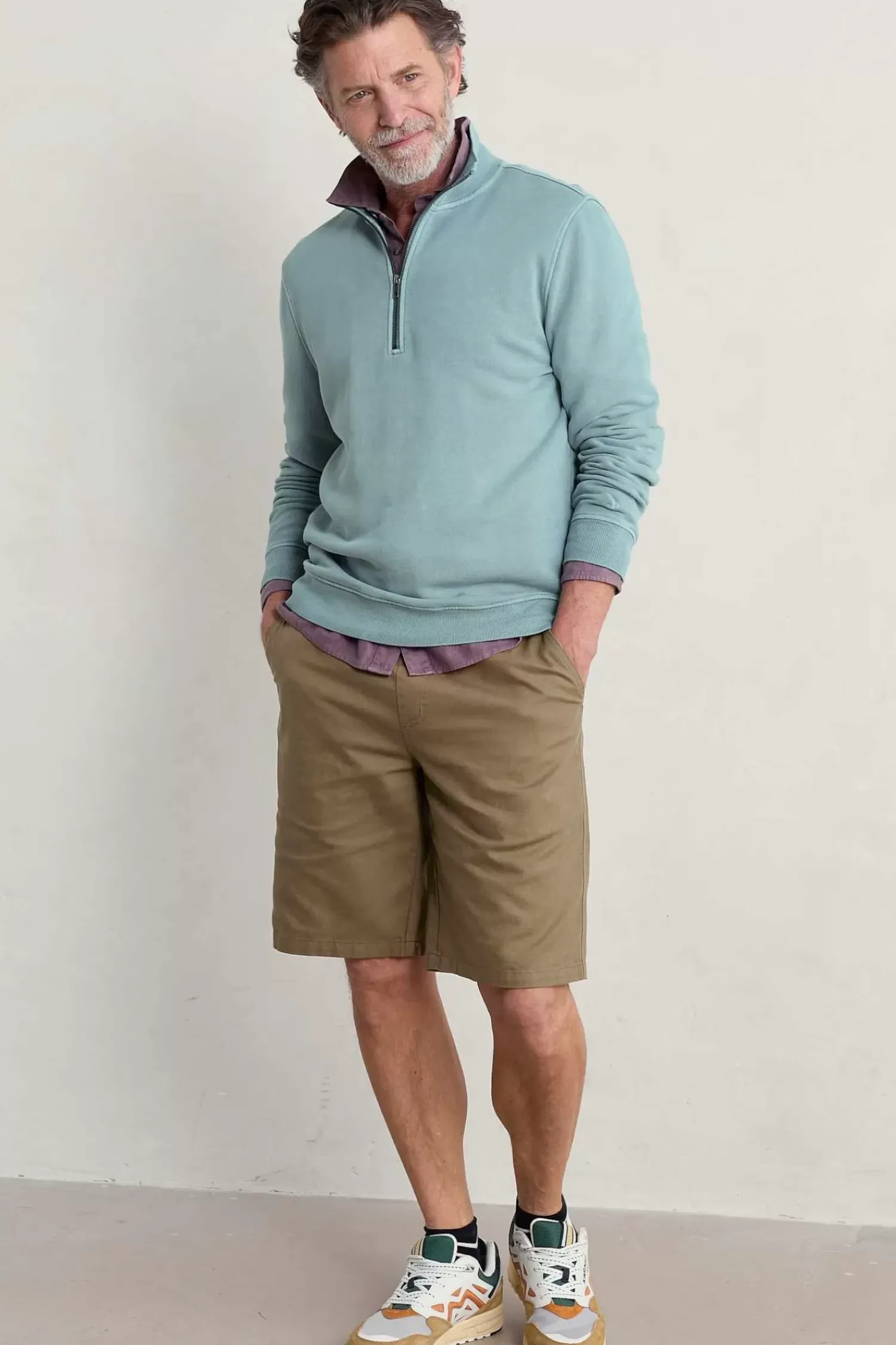 Tops & T-Shirts<Seasalt Cornwall Men's Wood Moss Quarter Zip Sweatshirt Light Wade