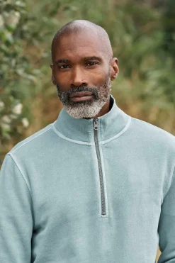 Tops & T-Shirts<Seasalt Cornwall Men's Wood Moss Quarter Zip Sweatshirt Light Wade