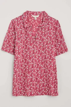 Tops<Seasalt Cornwall Misty Sky Short Sleeve Jersey Shirt Campion Vines Rose