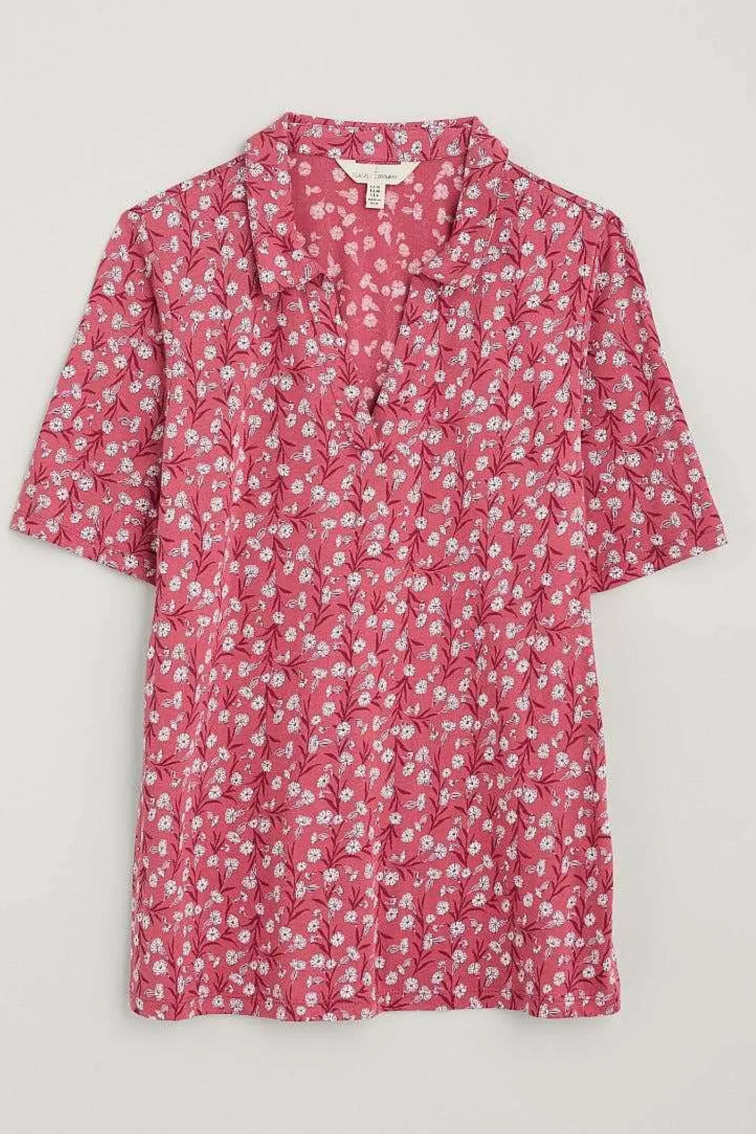 Tops<Seasalt Cornwall Misty Sky Short Sleeve Jersey Shirt Campion Vines Rose