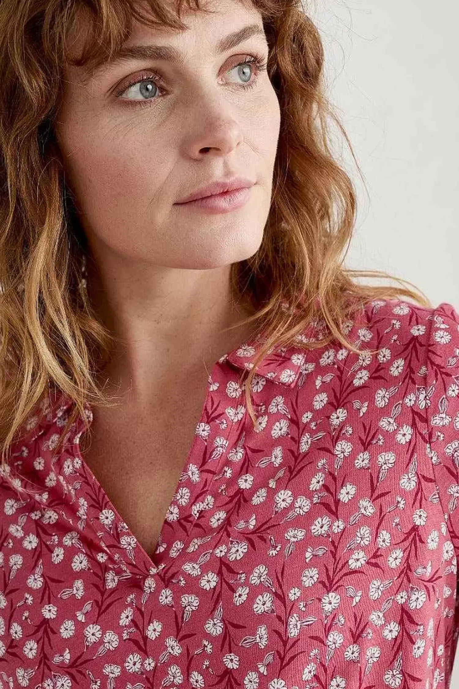 Tops<Seasalt Cornwall Misty Sky Short Sleeve Jersey Shirt Campion Vines Rose