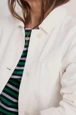 Coats & Jackets<Seasalt Cornwall Nancothan Long Organic Cotton Jacket Chalk