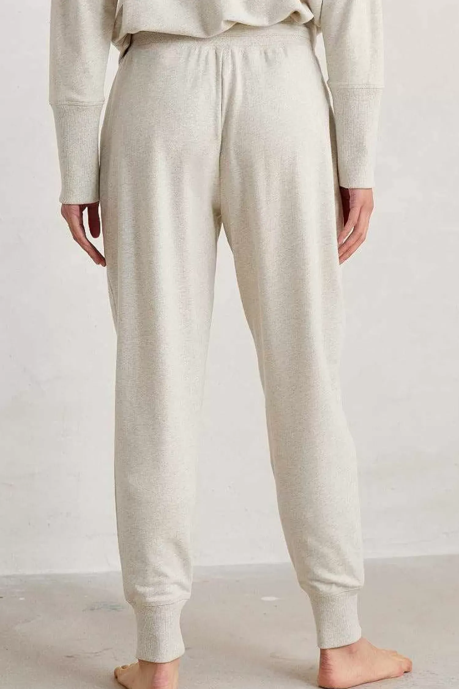 Trousers & Shorts<Seasalt Cornwall Night Air Organic Cotton Cuffed Joggers Melange Chalk