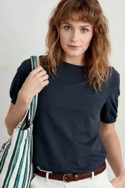 Tops<Seasalt Cornwall Oleander Blouson Sleeve T-Shirt (Gots) Maritime