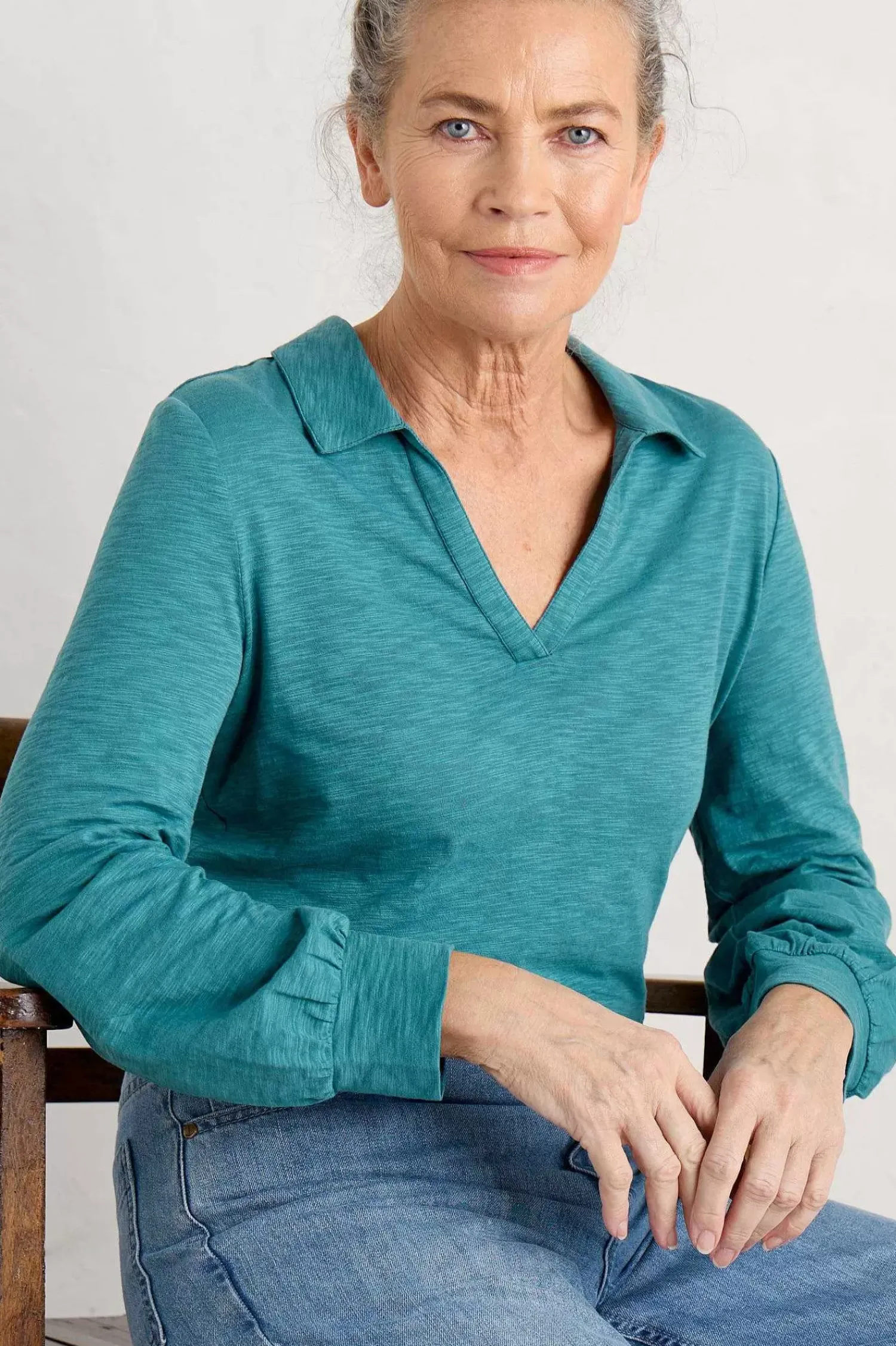 Tops<Seasalt Cornwall Owles Point V-Neck Jersey Shirt Wreckage