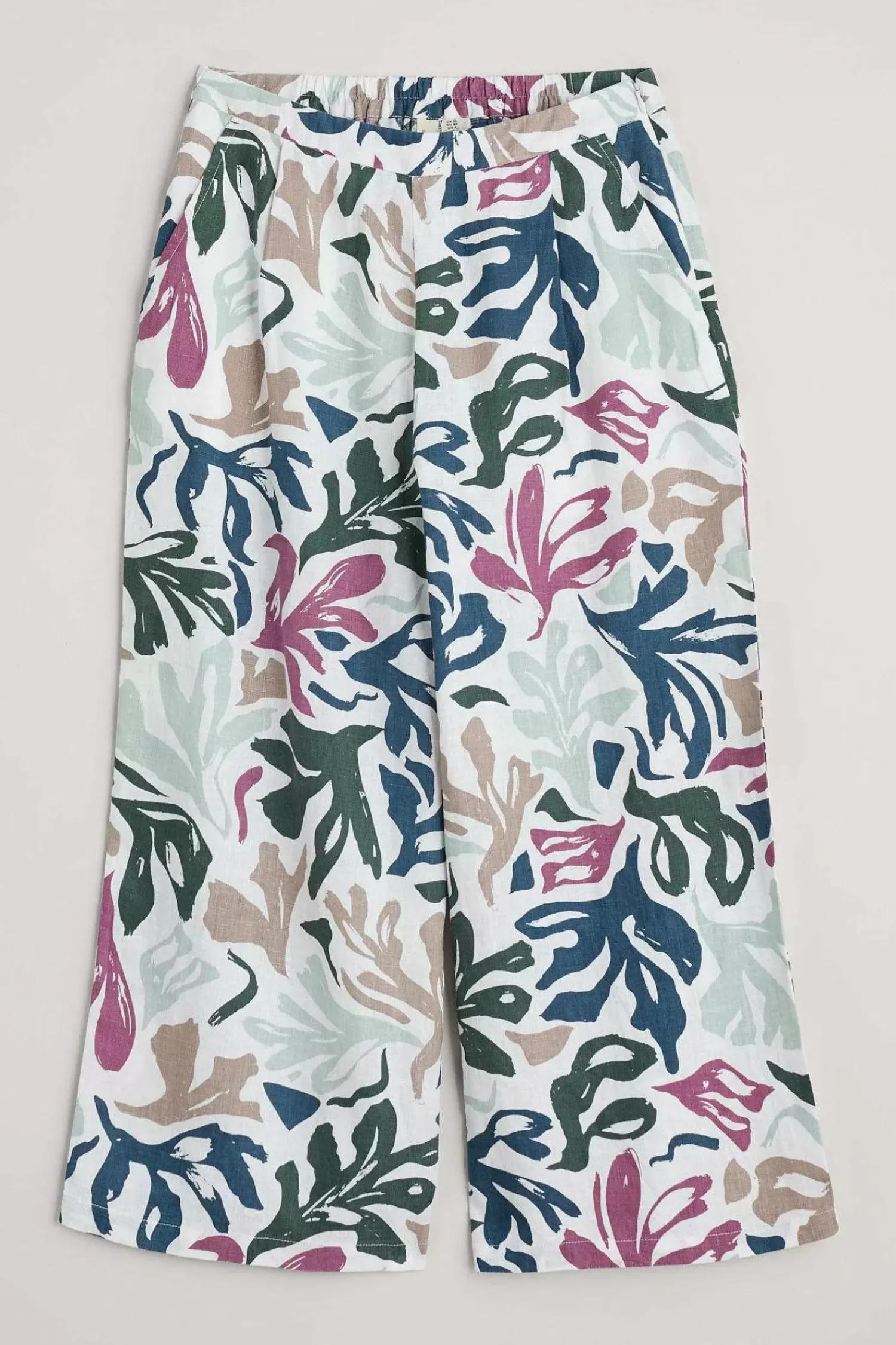 Trousers & Shorts<Seasalt Cornwall Peaceful Haven Linen Culottes Sea Frond Chalk