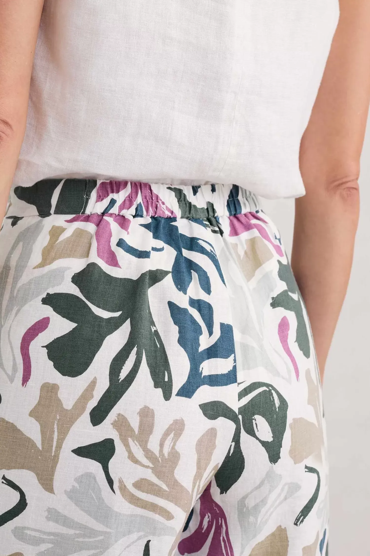 Trousers & Shorts<Seasalt Cornwall Peaceful Haven Linen Culottes Sea Frond Chalk