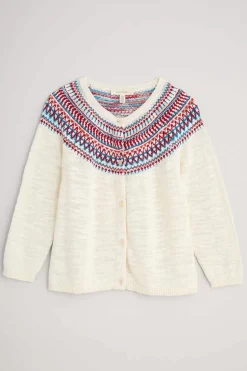 Knitwear<Seasalt Cornwall Penvoose Fair Isle Cardigan Clipper Ship Ecru Rudder