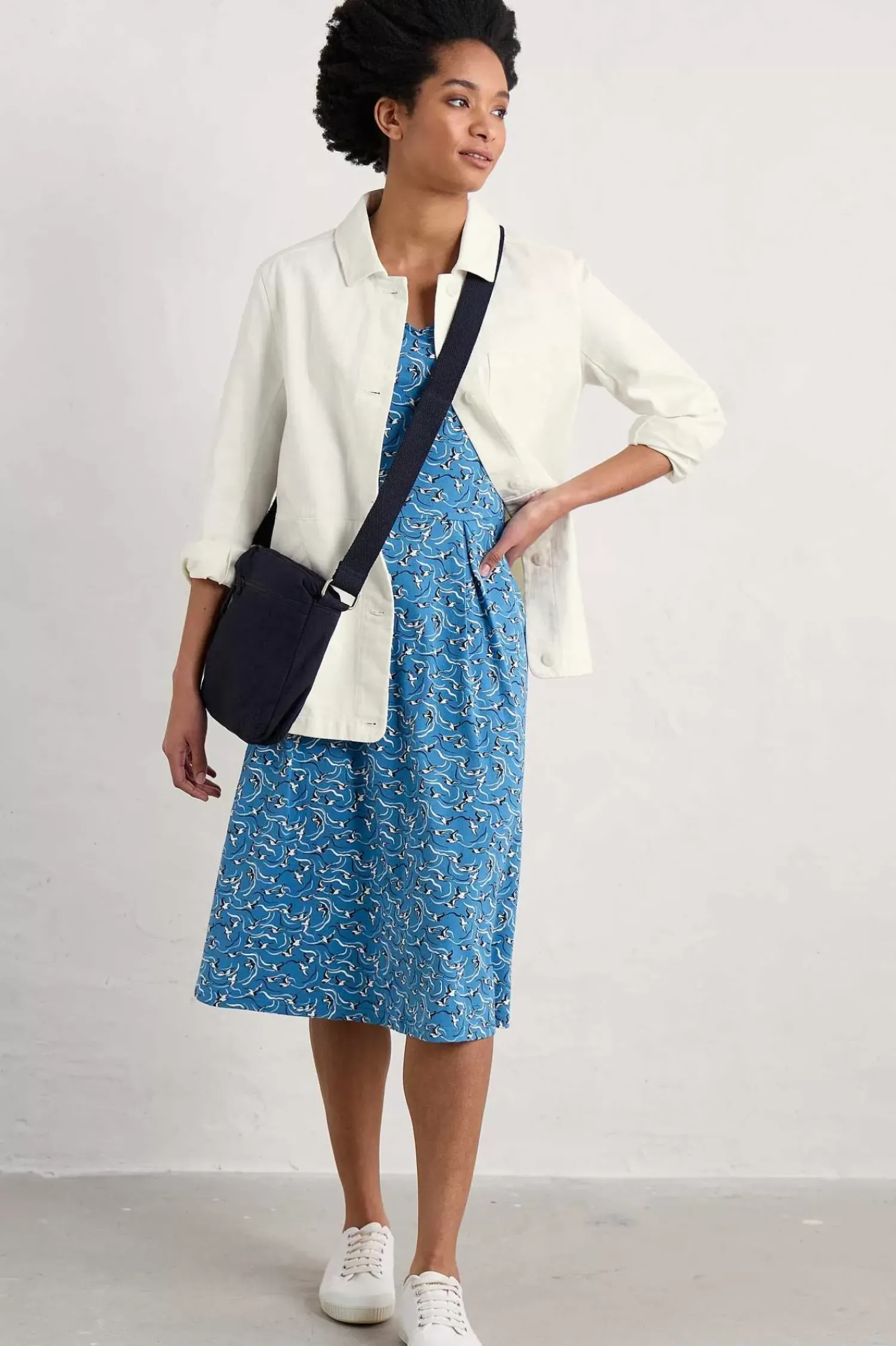 Dresses<Seasalt Cornwall Pier View Jersey Dress River Birds Sailboats