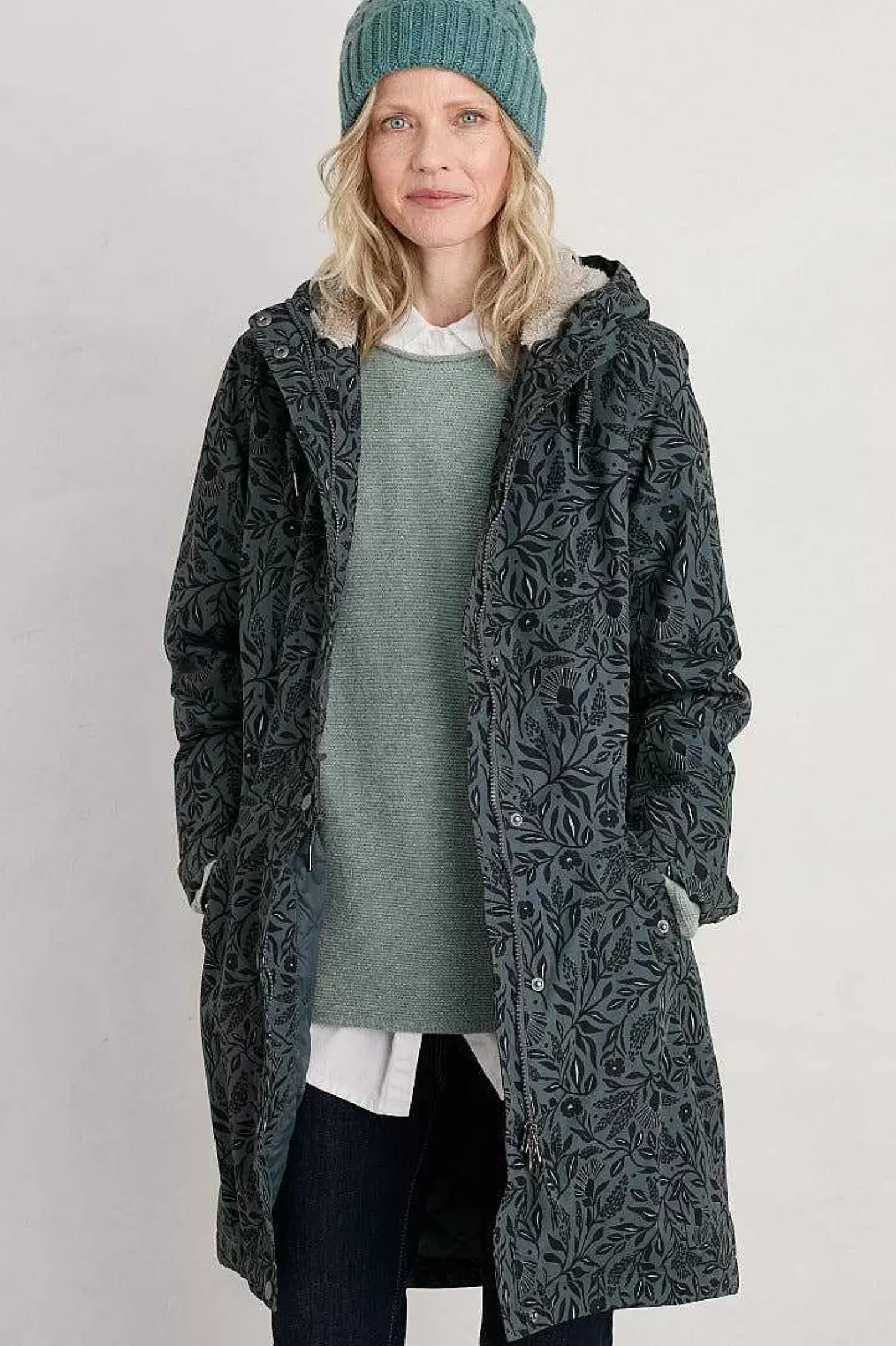 Coats & Jackets<Seasalt Cornwall Plant Hunter Waterproof Coat Folk Meadow Nickel