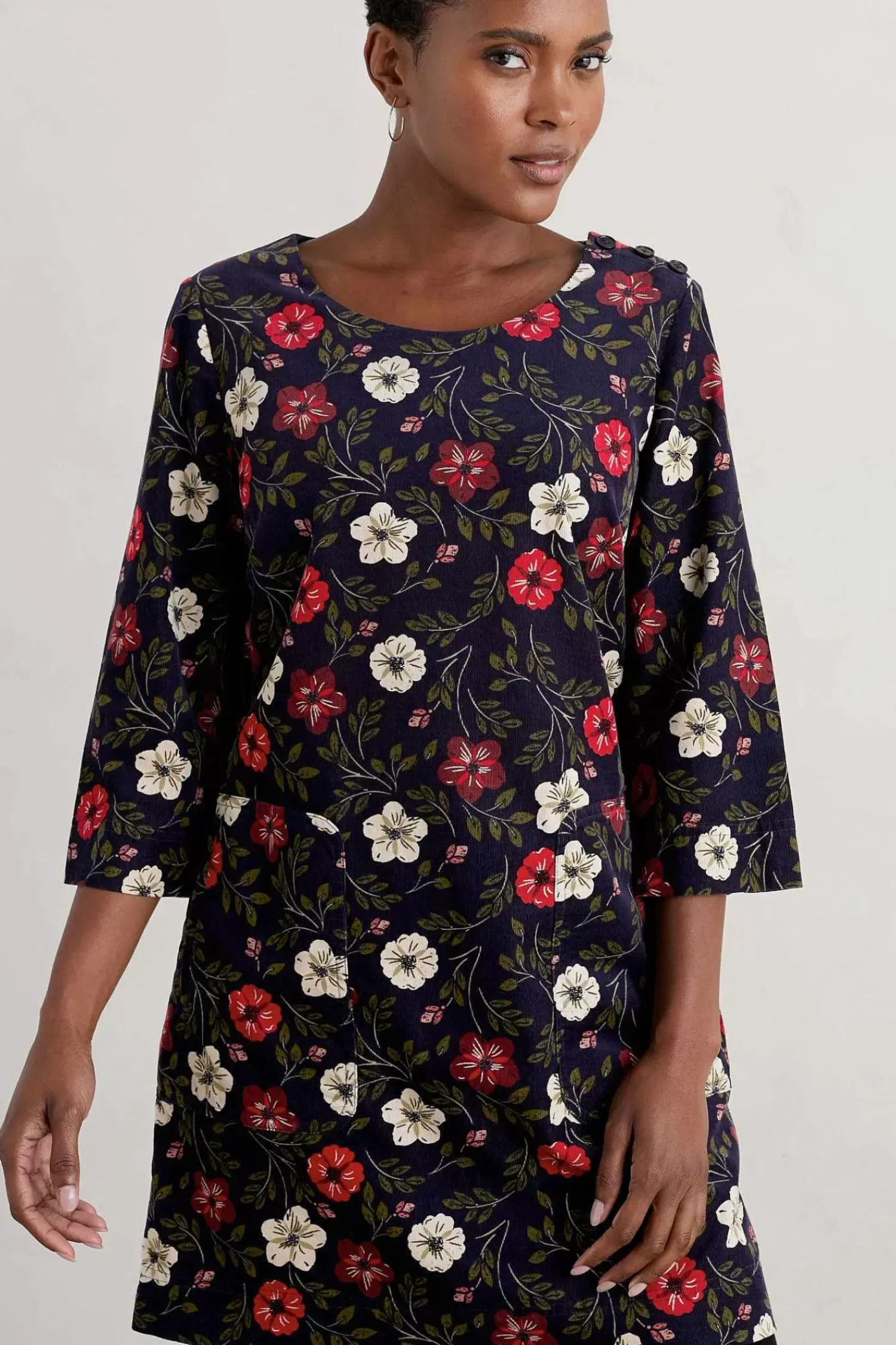 Tunics<Seasalt Cornwall Port Gaverne Needlecord Tunic Floral Cascade Maritime