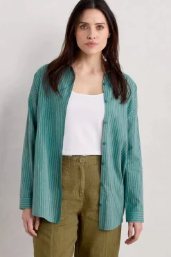Tops<Seasalt Cornwall Rising Cotton Shirt Jibe Watercress Chalk
