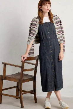 Dresses<Seasalt Cornwall River Rock Midi Pinafore Dress Dark Indigo Wash