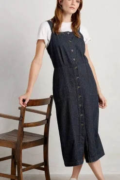 Dresses<Seasalt Cornwall River Rock Midi Pinafore Dress Dark Indigo Wash
