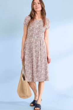 Dresses<Seasalt Cornwall Riviera Fit-And-Flare Jersey Dress Sand Ripples Barn Red