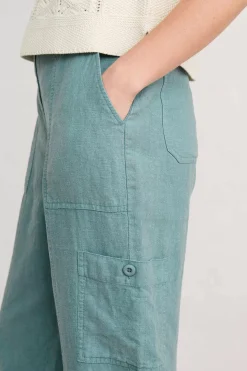 Trousers & Shorts<Seasalt Cornwall Rock Pipit Linen Trousers Watercress