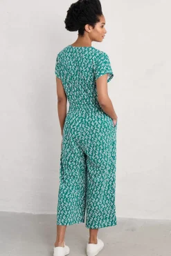 Dresses<Seasalt Cornwall Rose Trellis Wide Leg Jumpsuit Kelp Stamp Helford