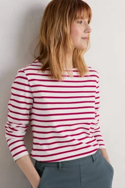 Tops<Seasalt Cornwall Sailor Shirt (Gots) Breton Chalk Wild Berry