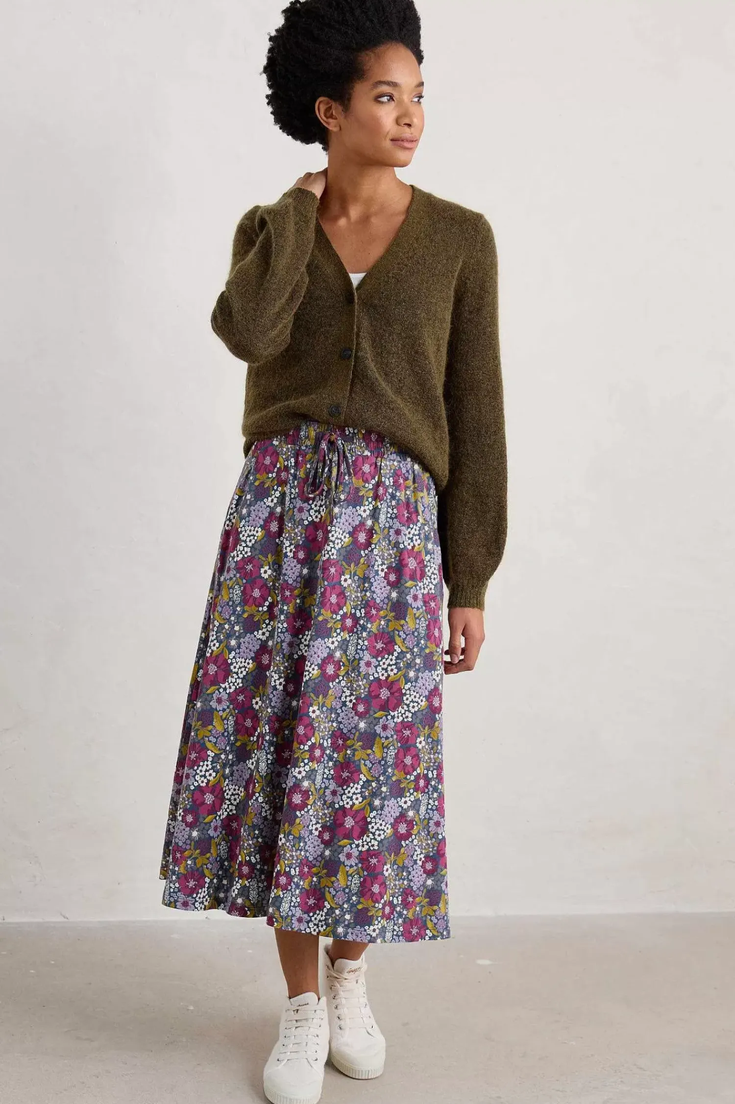 Skirts<Seasalt Cornwall Script Editor Midi Skirt Dense Floral Squall