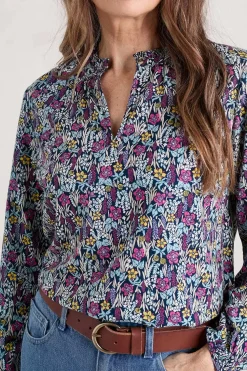 Tops<Seasalt Cornwall Sea Flow Printed Top Floral Moor Maritime