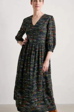Dresses<Seasalt Cornwall Sea Line Midi Dress Moor Meadow Onyx