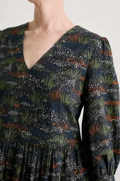 Dresses<Seasalt Cornwall Sea Line Midi Dress Moor Meadow Onyx